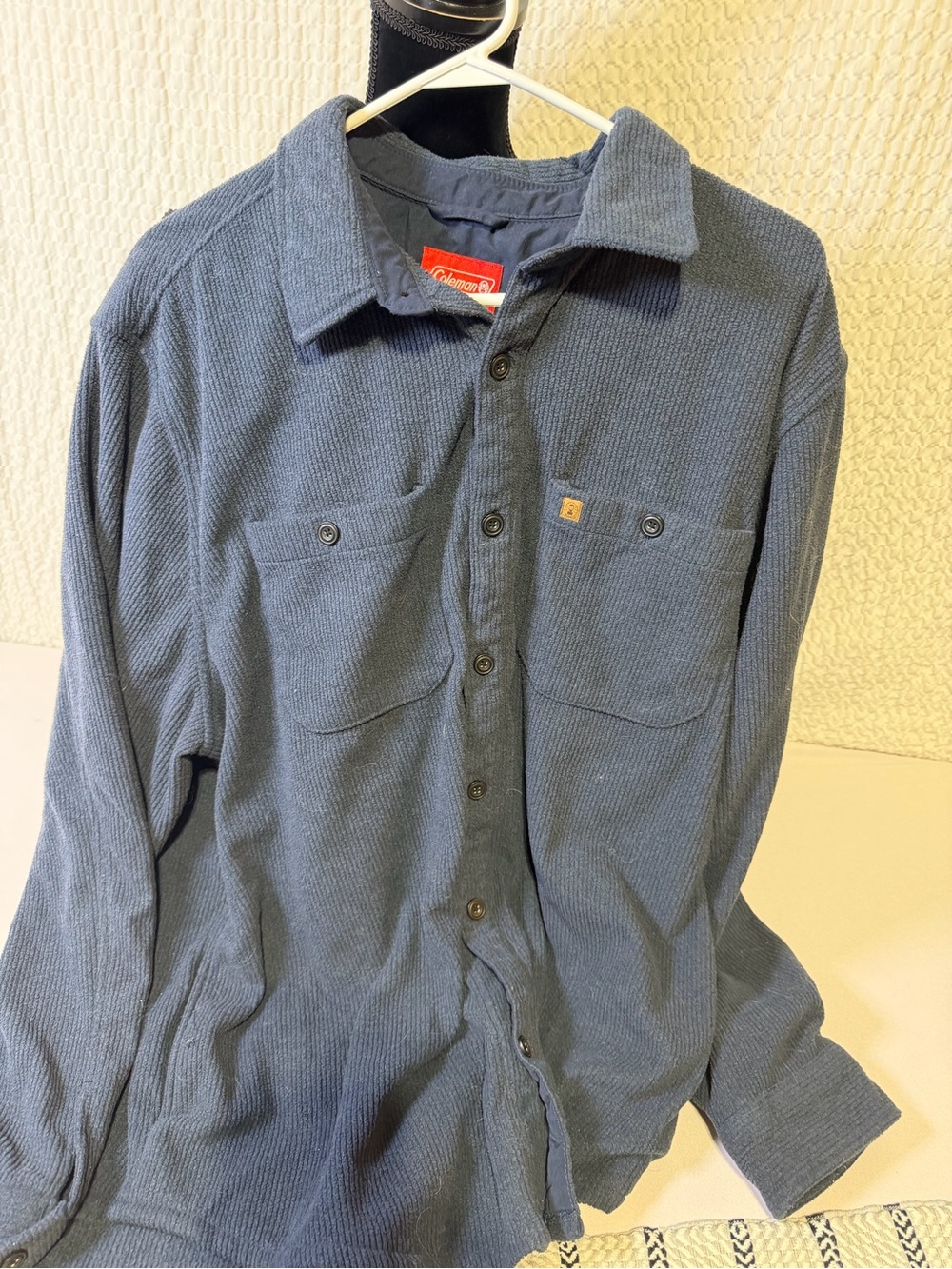 Coleman Navy Textured Button Shirt Jacket